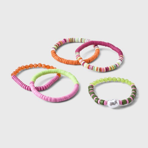 Beaded Stretch Bracelet Set 5pc - A New Day™ Pink : Target