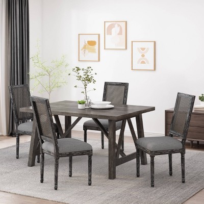 Set of 4 Regina French Country Wood and Cane Upholstered Dining Chairs - Christopher Knight Home