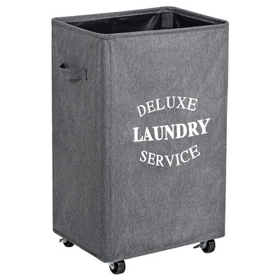 WOWLIVE Foldable Rectangular Deluxe Laundry Service Rolling Clothing Hamper Basket with Lockable Wheels for Laundry or Storage