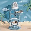 45.5in Ocean-Themed Cat Tree Multi-Level Cat Tower, Plush Furniture with Shark's Mouth-Shaped Nest - 3 of 4