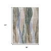 Beige And Denim Blue Abstract Washable Indoor Outdoor Area Rug - 3 of 4