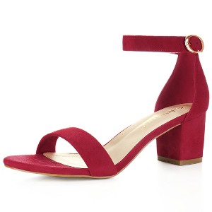 Allegra K Women's Open Toe Block Heel Adjustable Buckled Ankle Strap Sandals - 1 of 4
