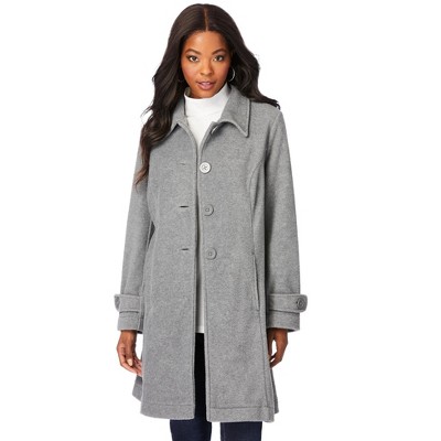 Roaman's Women's Plus Size Plush Fleece Jacket - 1x, Gray : Target