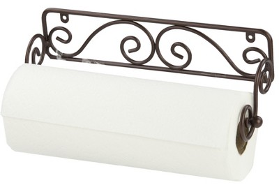 Home Basics Scroll Collection Steel Wall Mounted Paper Towel Holder, Bronze