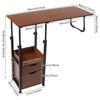 YIYIBYUS Movable Bedside Table, Height Adjustable Over Bed Desk, End Table With Wheels, Brown - 4 of 4