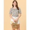 Allegra K Women's Sweetheart Neck Raglan Sleeve Retro Ruffle Floral Tops - 2 of 4