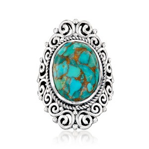 Ross-Simons Turquoise Filigree Ring in Sterling Silver - 1 of 4