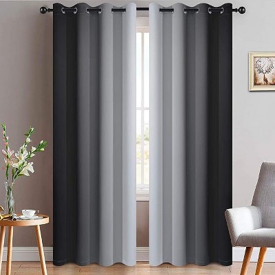 Yakamok Greyish White and Black Ombre Curtains(52x84 Inch, 2 Panels)