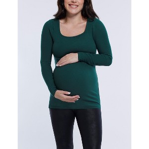 Women's Square Neck Rib Knit Long Sleeve Tee | Motherhood Maternity - 1 of 4