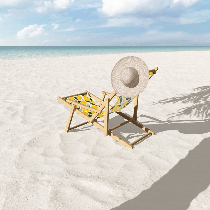 Avenie Mediterranean Summer Lemons I Sling Chair - Yellow - Deny Designs: UV-Resistant, Water-Proof, Adjustable Recline, Portable Outdoor Lounger, 4 of 5