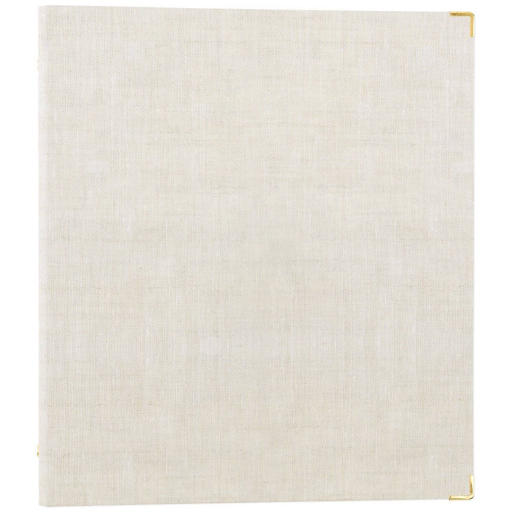 Sugar Paper Essentials 1" Round Ring Binder Flax: Cute Linen Aesthetic Binder with Hard Cover & Internal Pocket