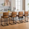 24” Counter Height Leather Bar Stools, Upholstered Chairs with Metal Legs and Backrest for Kitchen - 4 of 4