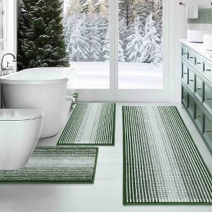 BAGOKIE 3 Piece Chenille Bathroom Rug Set - 1 of 3