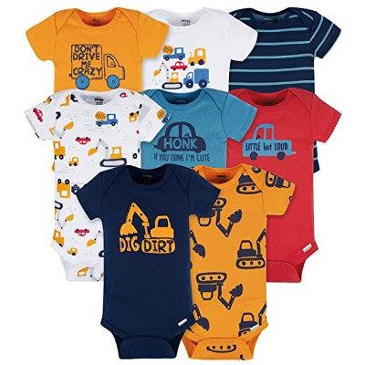 Image of Onesies Brand Baby Boys' Short Sleeve Onesies® Bodysuits - Construction Zone - 12 Months - 8-Pack