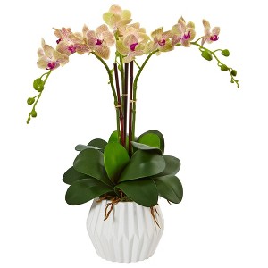 Nearly Natural 22-in Phalaenopsis Orchid Silk Arrangement in White Vase - 1 of 1