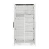 TiramisuBest 2-Door Wooden Armoire with LED Lights, 4 Storage Shelves, Adjustable Shelf & Locking Wheels - Mobile Wardrobe - 4 of 4