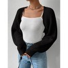 Women's Long Sleeve Open Front Knitted Crop Sweater Cardigan Drop Shoulder Knit Bolero Shrug - 3 of 4