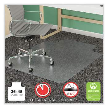 deflecto SuperMat Frequent Use Chair Mat, Med Pile Carpet, Roll, 36 x 48, Lipped, Clear