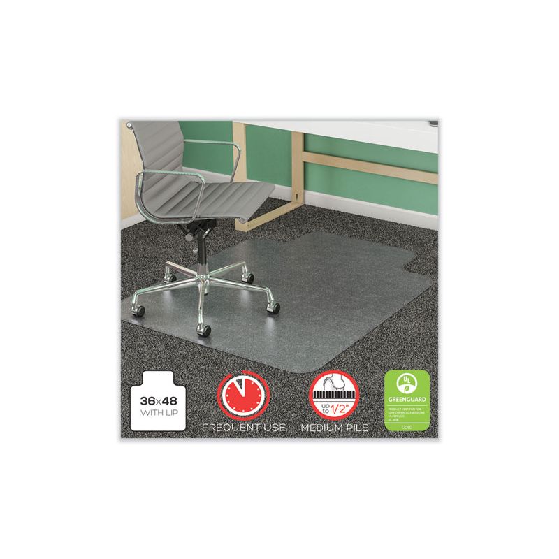 deflecto SuperMat Frequent Use Chair Mat, Med Pile Carpet, Roll, 36 x 48, Lipped, Clear, 1 of 8