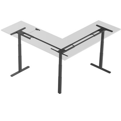 L-Shaped Triple Motor Adjustable Black Sit-Stand Desk
