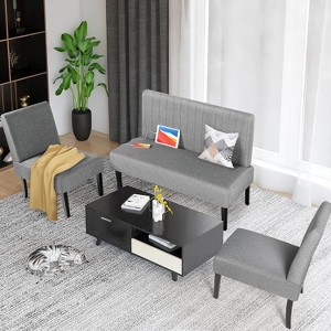 3-Piece Small Living Room Furniture Set with USB, Loveseat, Armless Sofa & Accent Chair - 1 of 4