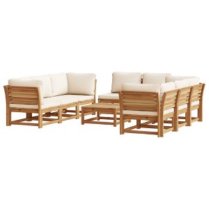 vidaXL Garden Lounge Set Cream White, Natural Wood - 1 of 4