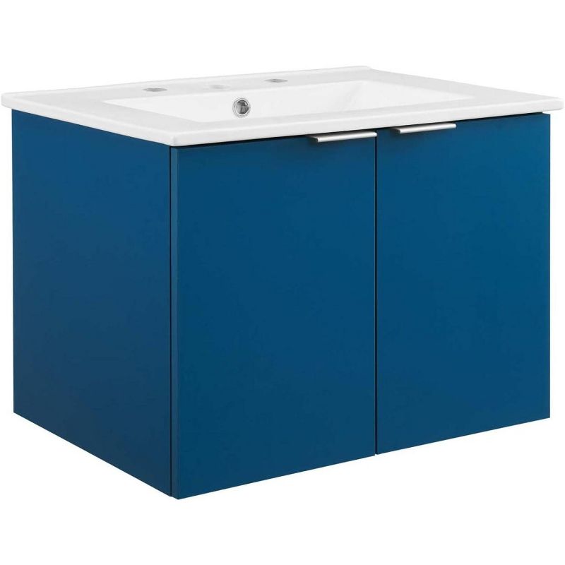 Modway Maybelle Bathroom, 24" Wall-Mount Vanity, Navy White, 1 of 2