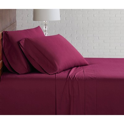 Burgundy Cotton Percale Twin XL Sheet Set
