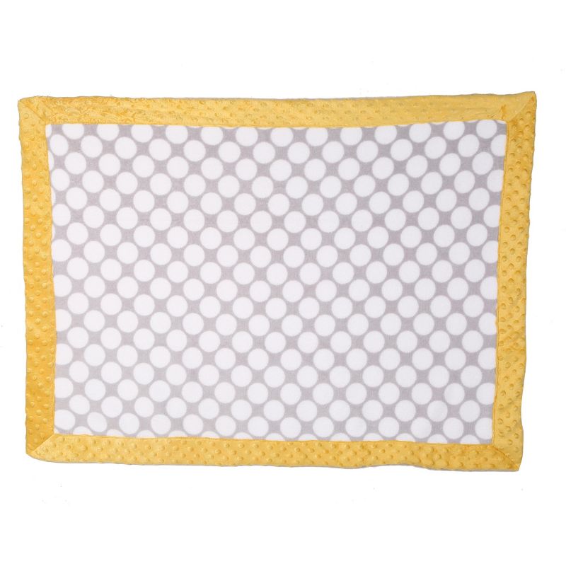 Bacati - Grey Dots with Solid Border Blanket (Grey Dots/Yellow Border), 2 of 5