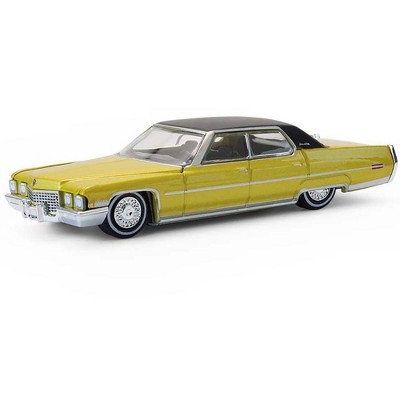 1971 Cadillac Sedan Deville Lowrider Gold Metallic with Black Top 1/64 Scale Diecast Model Cars by Greenlight