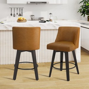 Dyonery 26" Bar Stools Set of 2/3, Modern PU Leather Counter Height Stools with Metal Legs & Footrest, Armless Chairs with Back for Kitchen - 1 of 4