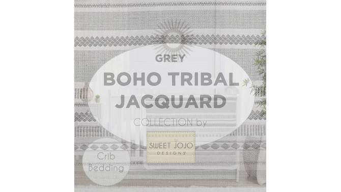 Sweet Jojo Designs Boy or Girl Gender Neutral Baby Crib Bedding Set - Boho Jacquard Grey and White 4pc, 2 of 8, play video