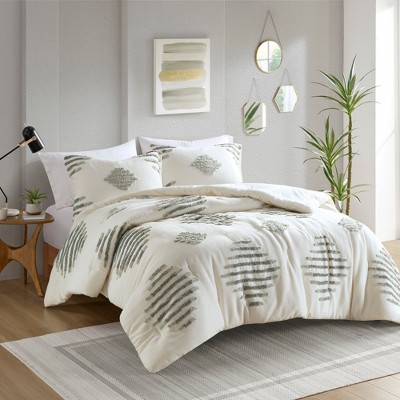 3 Pcs Cotton Blend Comforter Set, Fluffy Ultra Soft Textile Contemporary Style Bedding,  Elegant Casual Tufted Chenille Bed Set for All Season