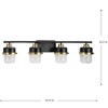 Progress Lighting Beckner 4-Light Vanity Light, Matte Black, Industrial Shades, cULus Damp Rated - 2 of 3