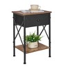 VECELO Modern X-Design Nightstand, End/Side Table with Fabric Drawer & Open Storage Shelves for Bedroom or Living Room - 2 of 4