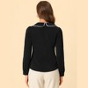 INSPIRE CHIC Women's Peter Pan Collar Crochet Trim Long Sleeve Work Office Blouse - 4 of 4