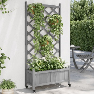 vidaXL Planter Brown Solid fir wood, iron Large Planters Planter