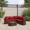 vidaXL Patio Sofa Set with Cushions Lounge Setting Outdoor Furniture Poly Rattan - Brown and Red 5-Piece - 2 of 4
