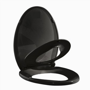 Elongated Toilet Seat with Toddler Seat Built in - Fits Both Adults and Children, Soft-Close & Non-Slip Design, Easy Installation & Cleaning, Black - 1 of 4