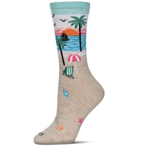 Memoi Women's Beach Rayon From Bamboo Crew Socks Oatmeal Heather 9-11 - 1 of 2