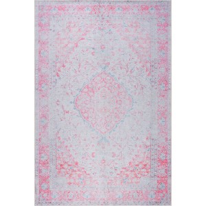 Nuloom Patsy Medallion 8x12 Machine Washable Indoor Area Rug for Living Room Bedroom Dining Room Kitchen, Pink/Ivory - 1 of 4