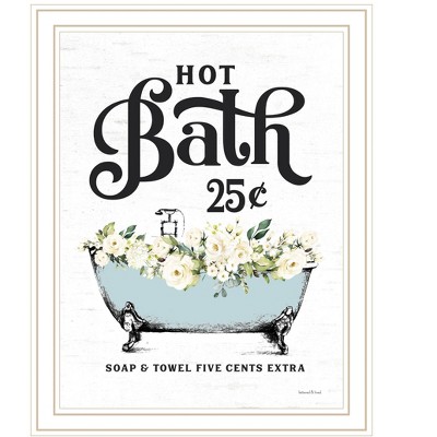 HomeRoots Hot Bath White Framed Print Bathroom Wall Art