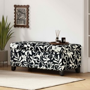 MAYEERTY Luxury Storage Ottoman, Floral Patterned Fabric Soft-Close Hinges Hidden Compartment, Living Room Bedroom - 1 of 4