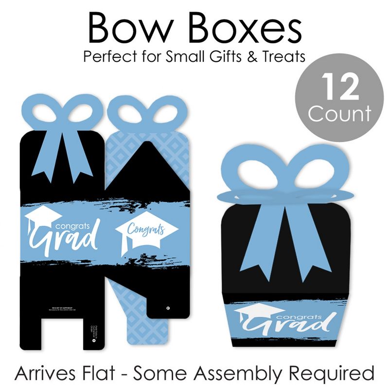 Big Dot of Happiness Light Blue Grad - Best is Yet to Come - Square Favor Gift Boxes -  Light Blue Graduation Party Bow Boxes - Set of 12, 5 of 8