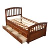Sapphtopaz Twin Size Bed Frame with Wood Headboard and Footboard Platform Bed Frame with 6 Storage Drawers Platform for Bedroom, Apartment, Walnut - 4 of 4