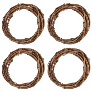 Unique Bargains Metal Door Window Decorations Hoop Round Rattan Wreaths 4 Pcs - 1 of 4