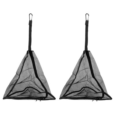 Unique Bargains Picnics BBQ Camping Outdoor Triangle Mesh Hanging Storage Net Bags Black 2 Pcs
