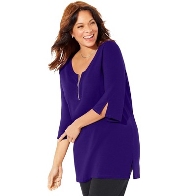 Catherines Women's Plus Size Suprema Studio Half-Zip Tunic