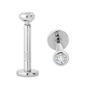 Jewelry Avalanche Unisex 14K Gold Bezel Set 2mm Diamond Labret Studs, Monroe, Lip Ring, 16G - 1 of 4