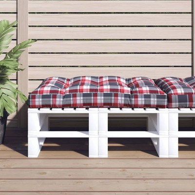 vidaXL Pallet Cushion Red Check Pattern 47.2 in.x31.5 in.x4.7 in. Fabric